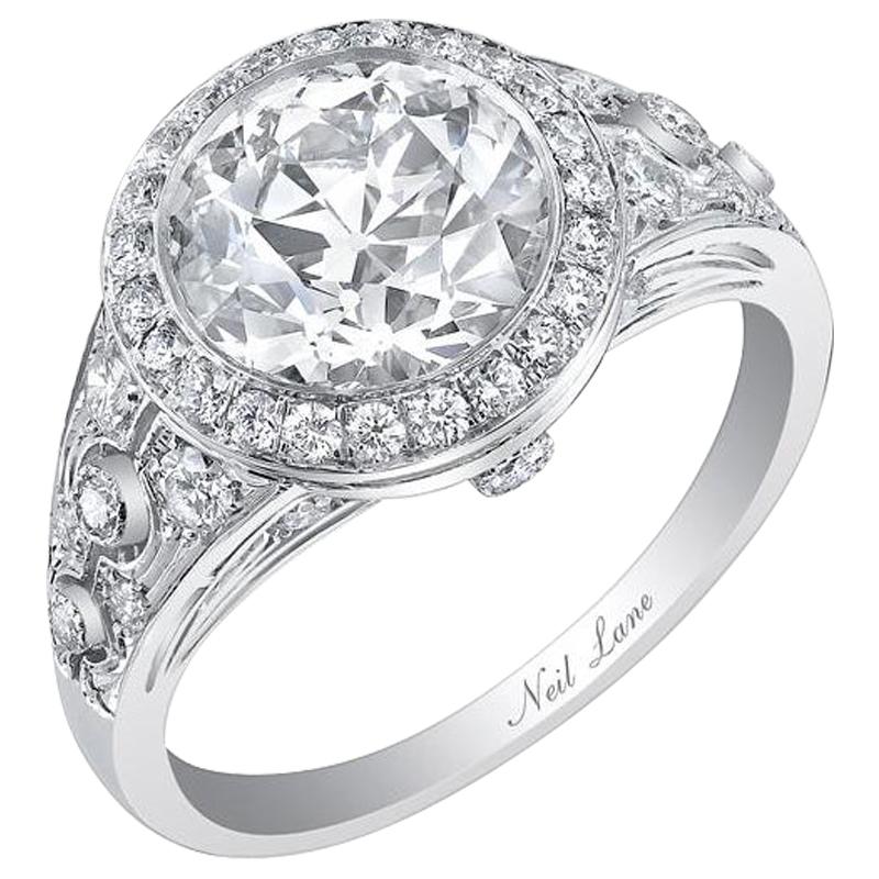 Neil Lane Couture Old European Cut Diamond, Platinum Ring For Sale