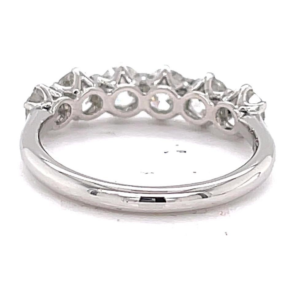 Old European Cut Diamond Platinum Six Stone Ring 1