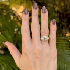 Bague de fiançailles vintage en platine avec diamant de taille européenne ancienne