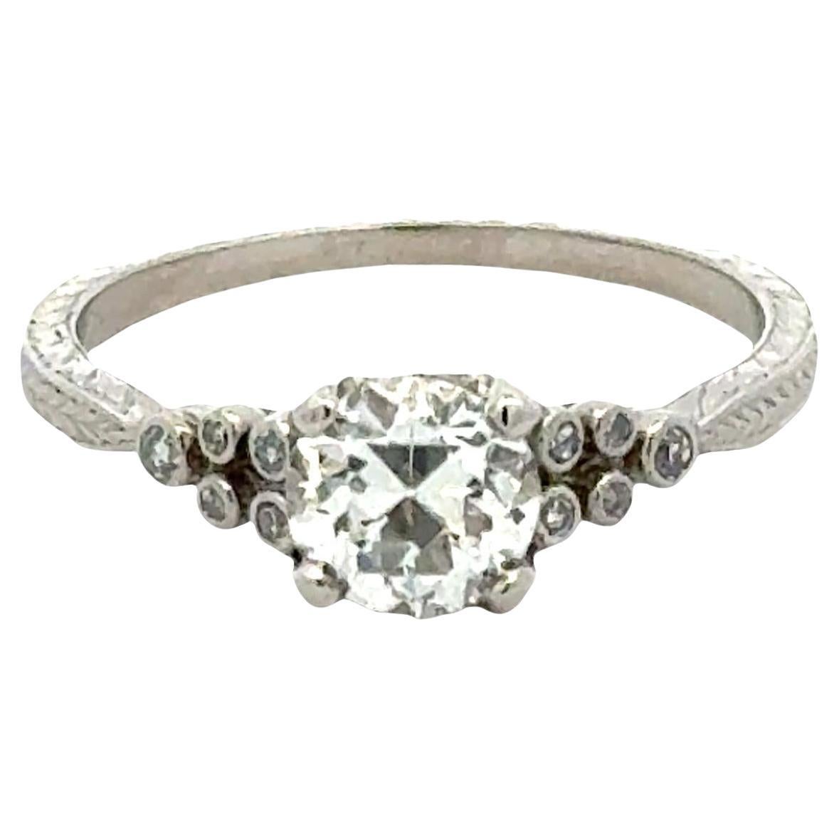 Alter europäischer Diamant Platin Vintage Verlobungsring