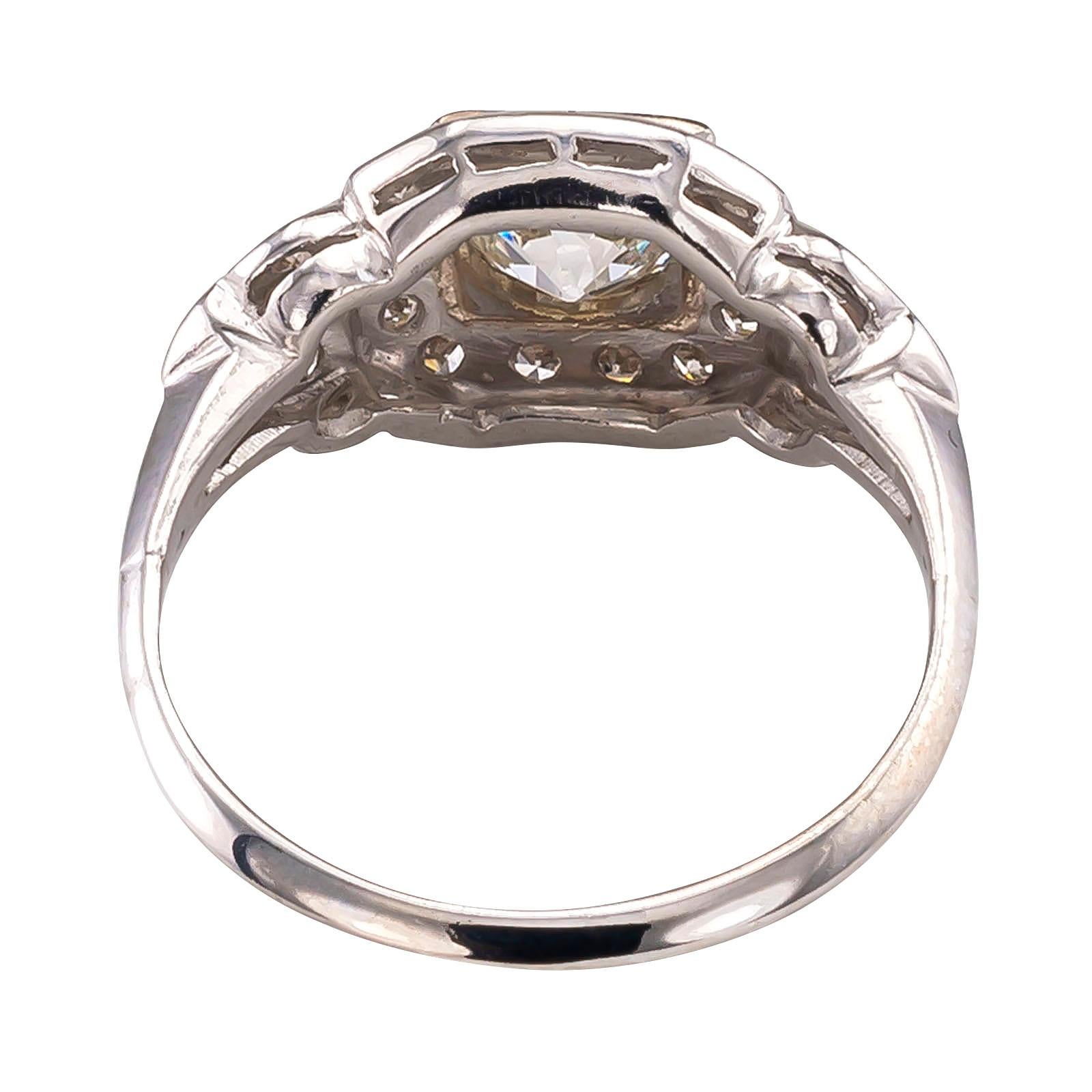 Old European Cut Diamond Platinum White Gold Engagement Ring 1