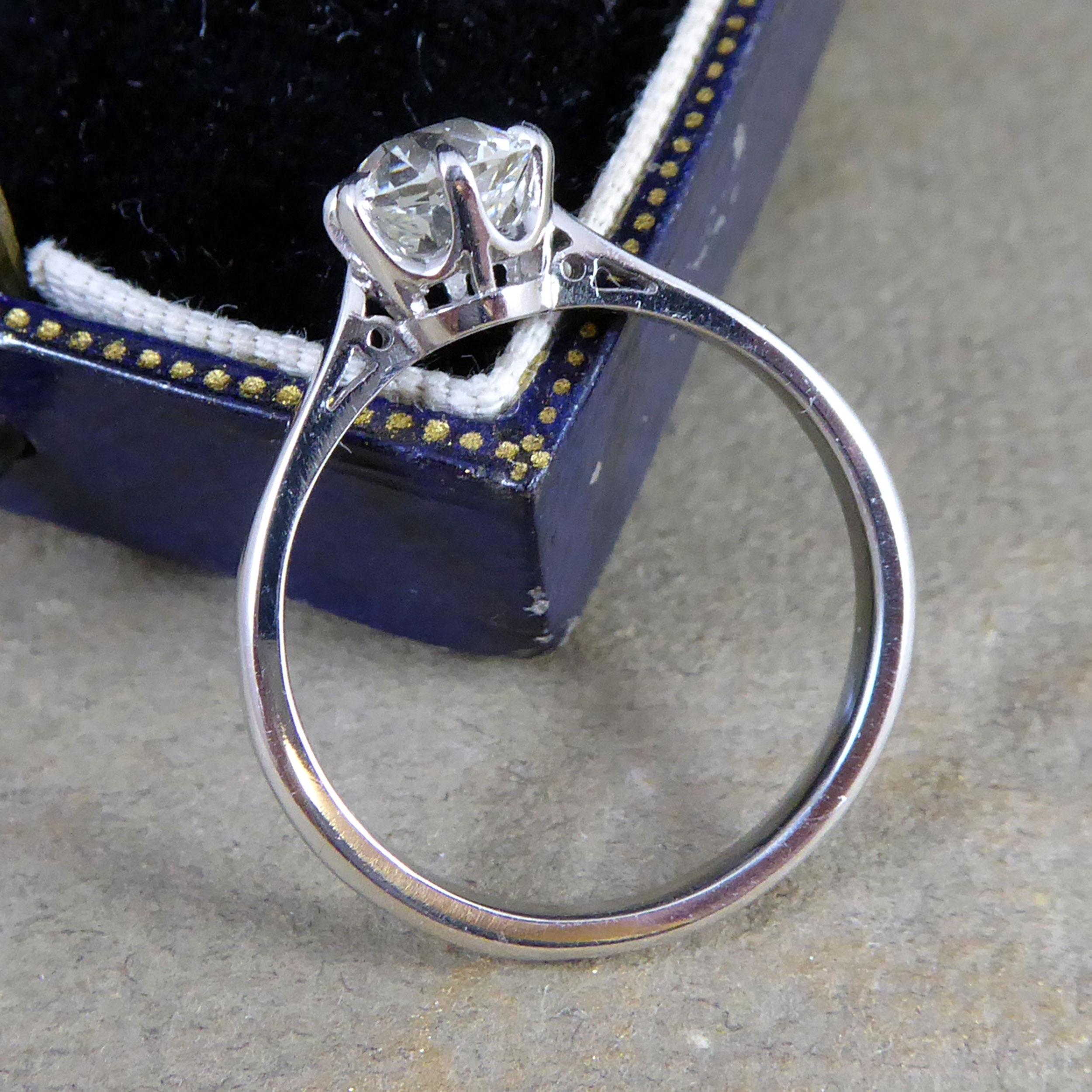 Old European Cut Diamond Ring, 0.94 Carat, in New Platinum Setting 2