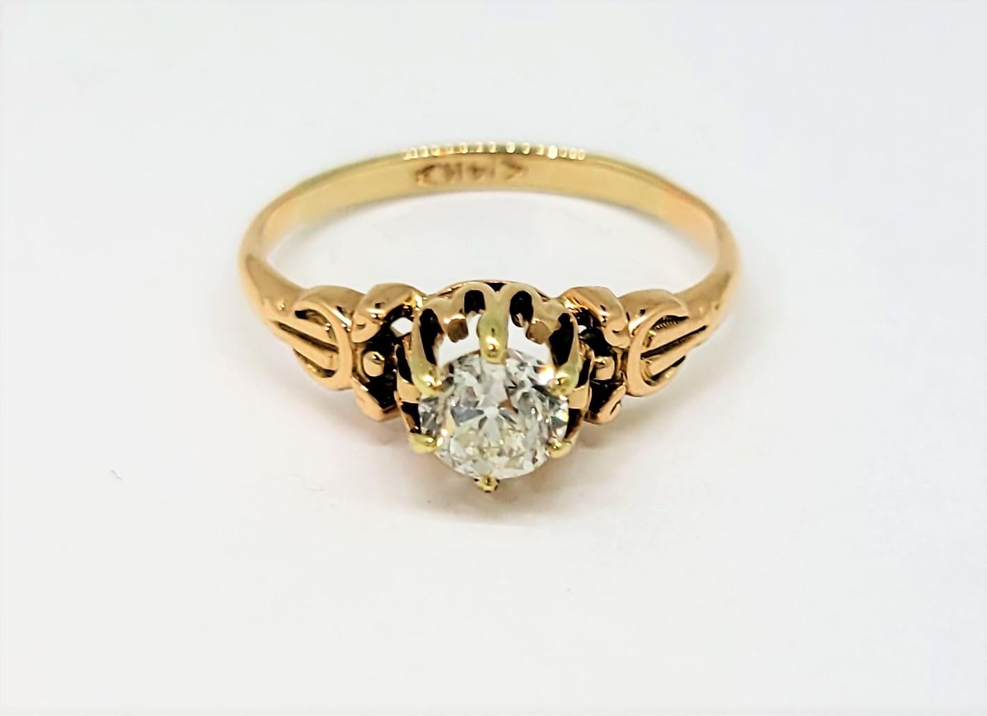 Women's Old European Cut Diamond Ring 14 Karat Rose Gold
