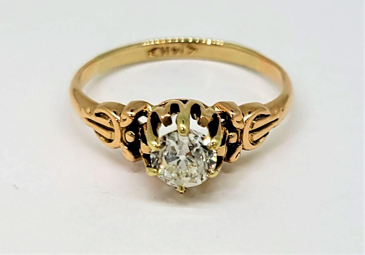 Old European Cut Diamond Ring 14 Karat Rose Gold 1