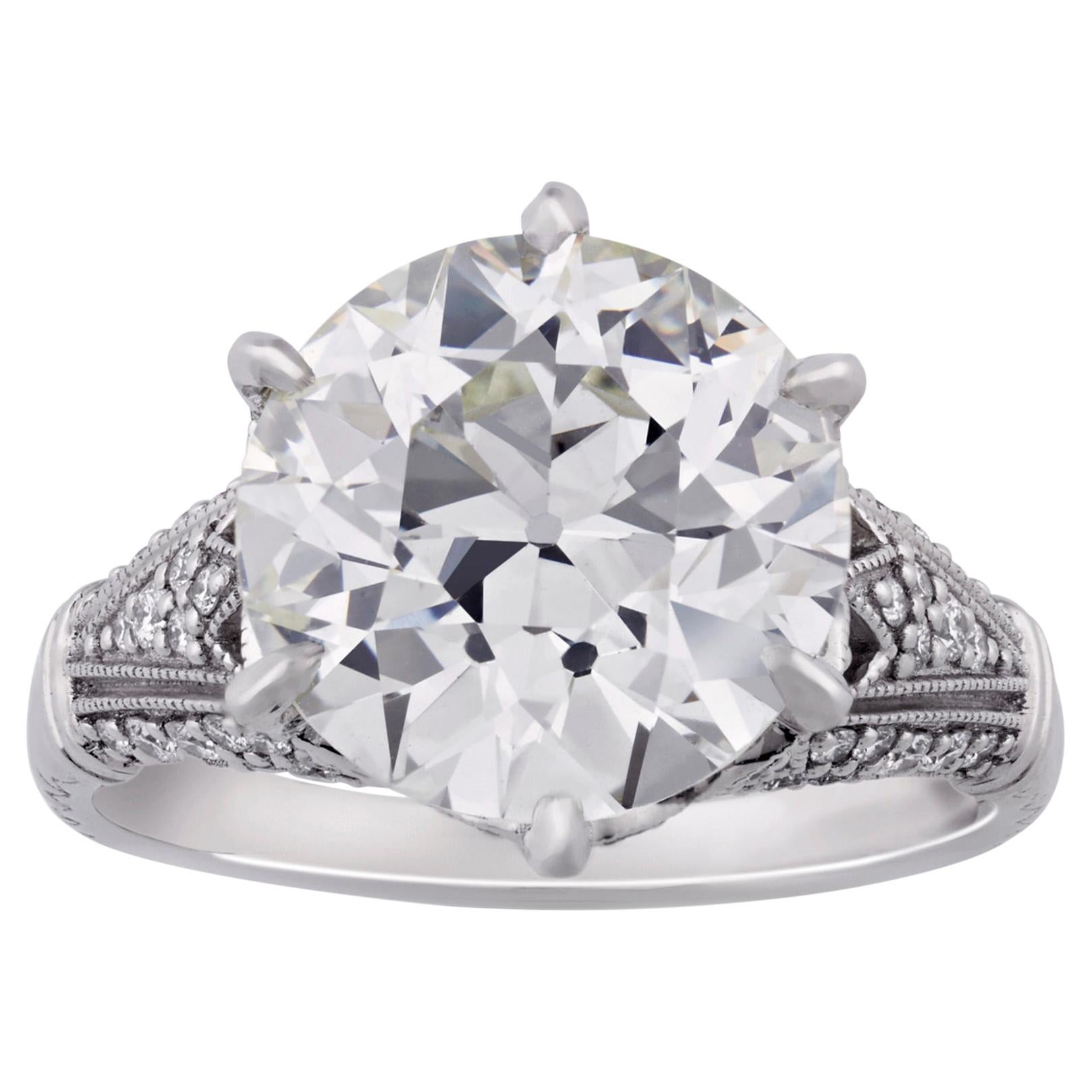 Old European-Cut Diamond Ring, 5.05 Carats