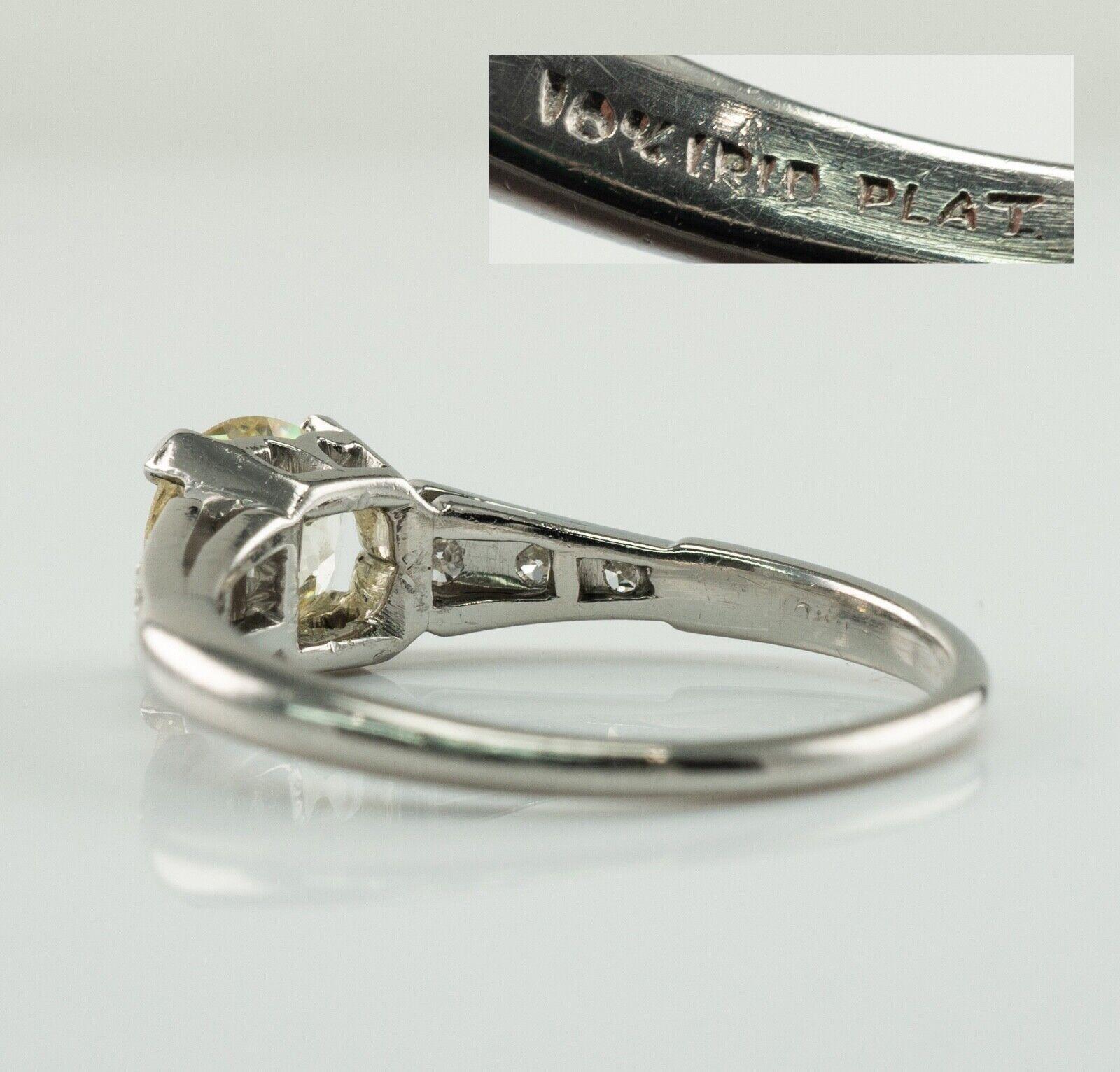 Donna Anello con diamanti taglio europeo 0,90 ct in platino 1,08 ct TDW Vintage Engagement in vendita