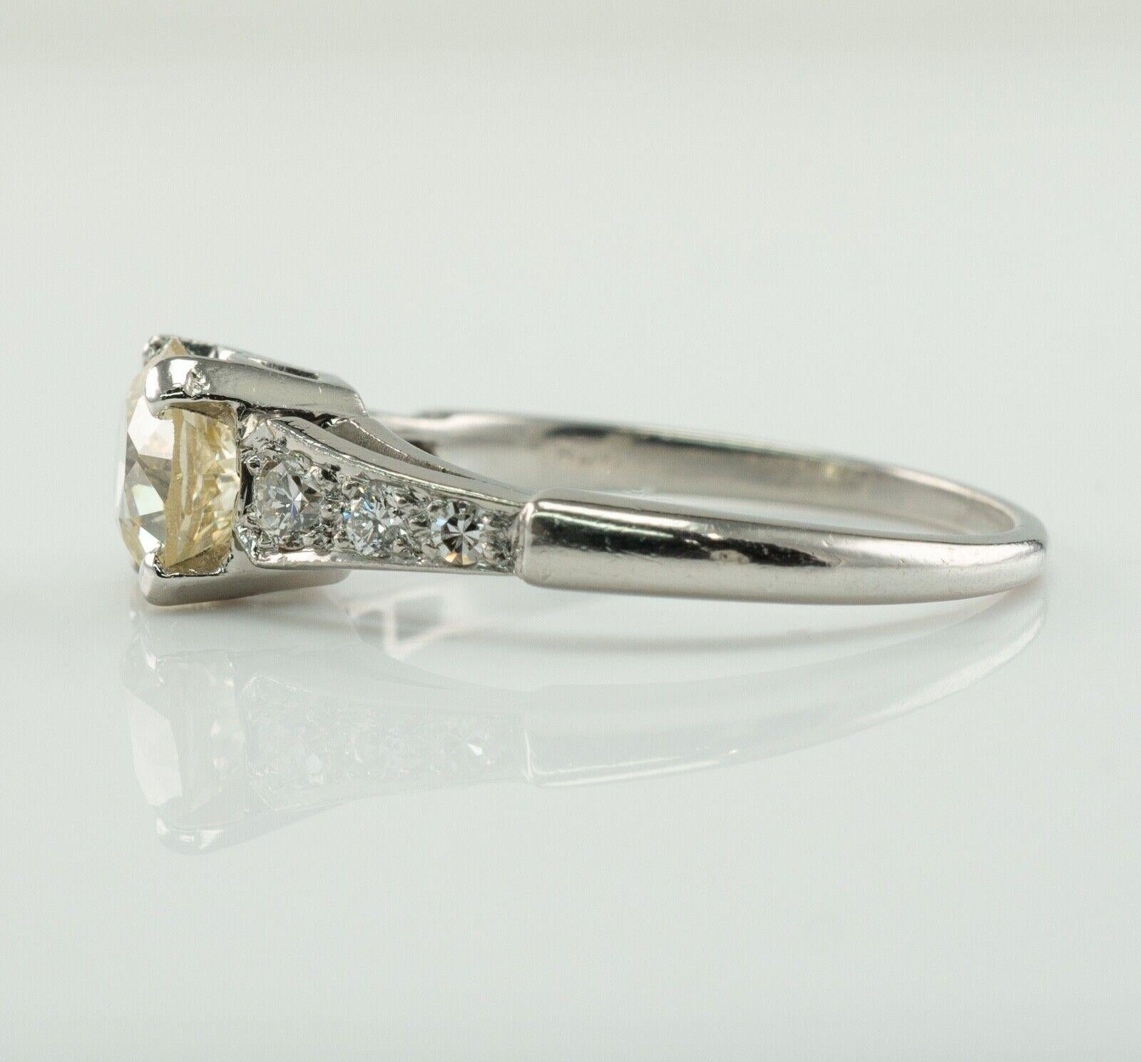Old European Cut Diamond Ring .90ct Platinum 1.08ct TDW Vintage Engagement For Sale 3