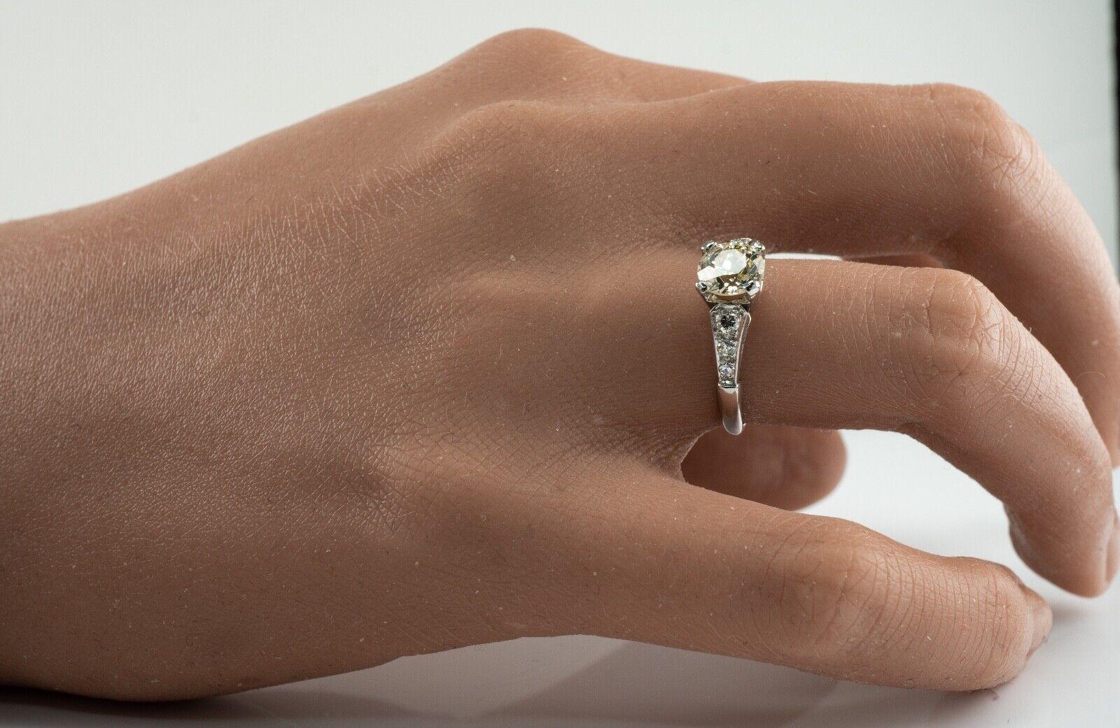 Old European Cut Diamond Ring .90ct Platinum 1.08ct TDW Vintage Engagement For Sale 4