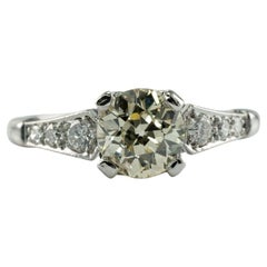 Old European Cut Diamond Ring .90ct Platinum 1.08ct TDW Retro Engagement