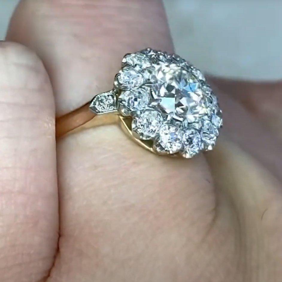 Anillo de diamantes de corte europeo antiguo (aprox. 1,30 quilates), oro amarillo de 18k Corte europeo antiguo en venta