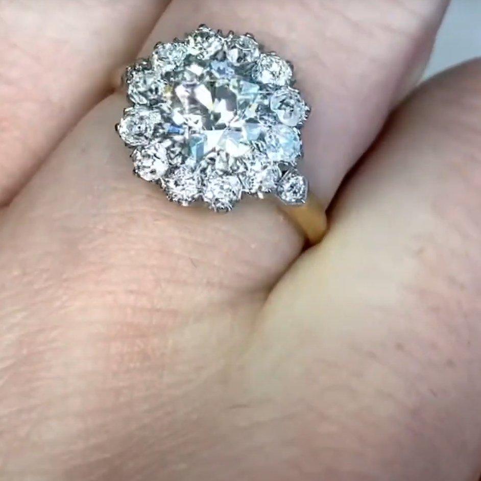 De las mujeres Anillo de diamantes de corte europeo antiguo (aprox. 1,30 quilates), oro amarillo de 18k en venta