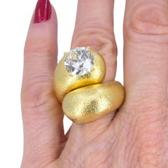 Old European Cut Diamond Ring Gold Bypass Cocktail Ring