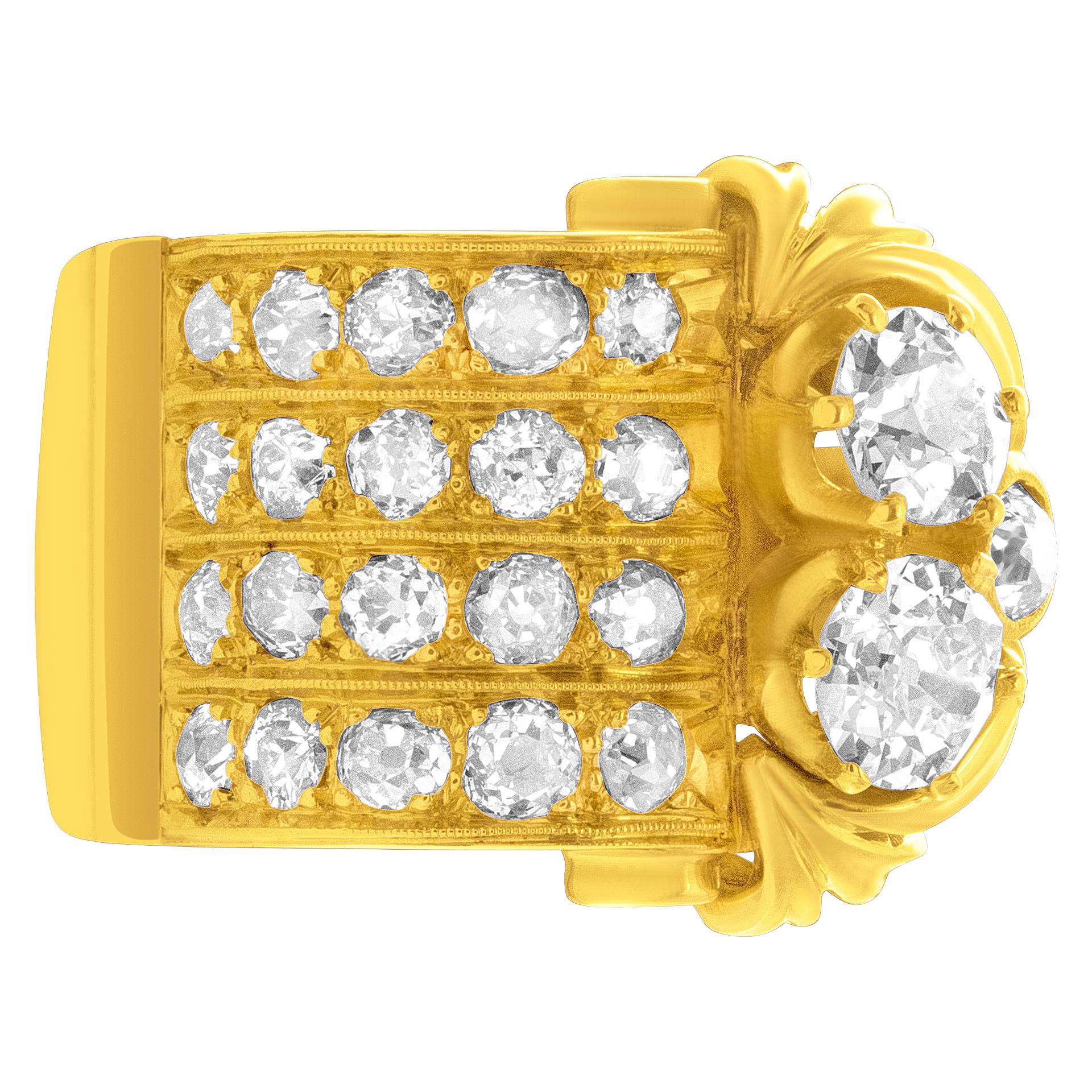 ESTIMATED RETAIL: $9,000 YOUR PRICE: $5,880 - Old European cut diamond ring with approximately 2 carats in diamonds set in 18k yellow gold. Size 7. Width at head: 18mm, width at shank: 4.5mm.
