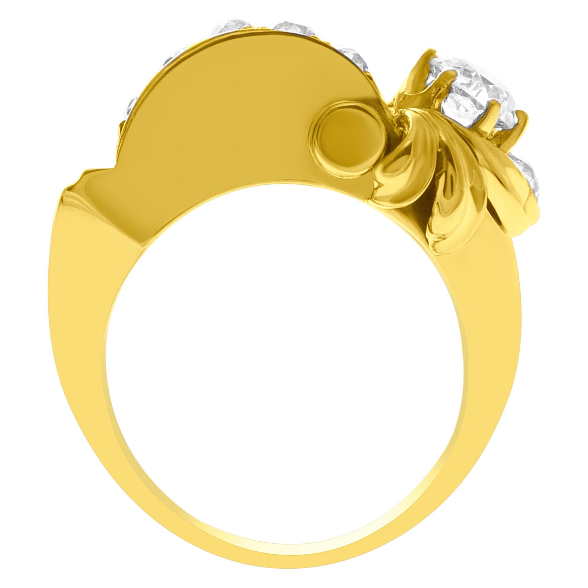 Women's or Men's Old European Cut Diamond Ring in 18k Yellow Gold