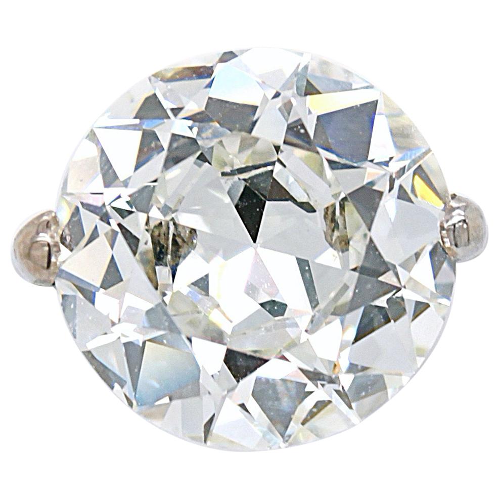 Bague solitaire en diamant ancien de taille européenne, 9,62 carats, I-VS2, circa 1900