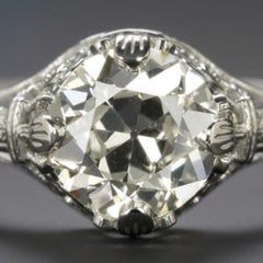 Old European Cut Diamond Solitaire Vintage Style Filigree Engagement Ring