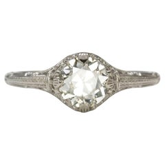 Old European Cut Diamond Solitaire Vintage Style Filigree Engagement Ring