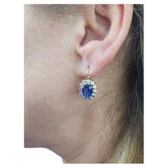 Vintage Old European Cut Diamonds 1.60 Carats And kyanite Gold Earrings