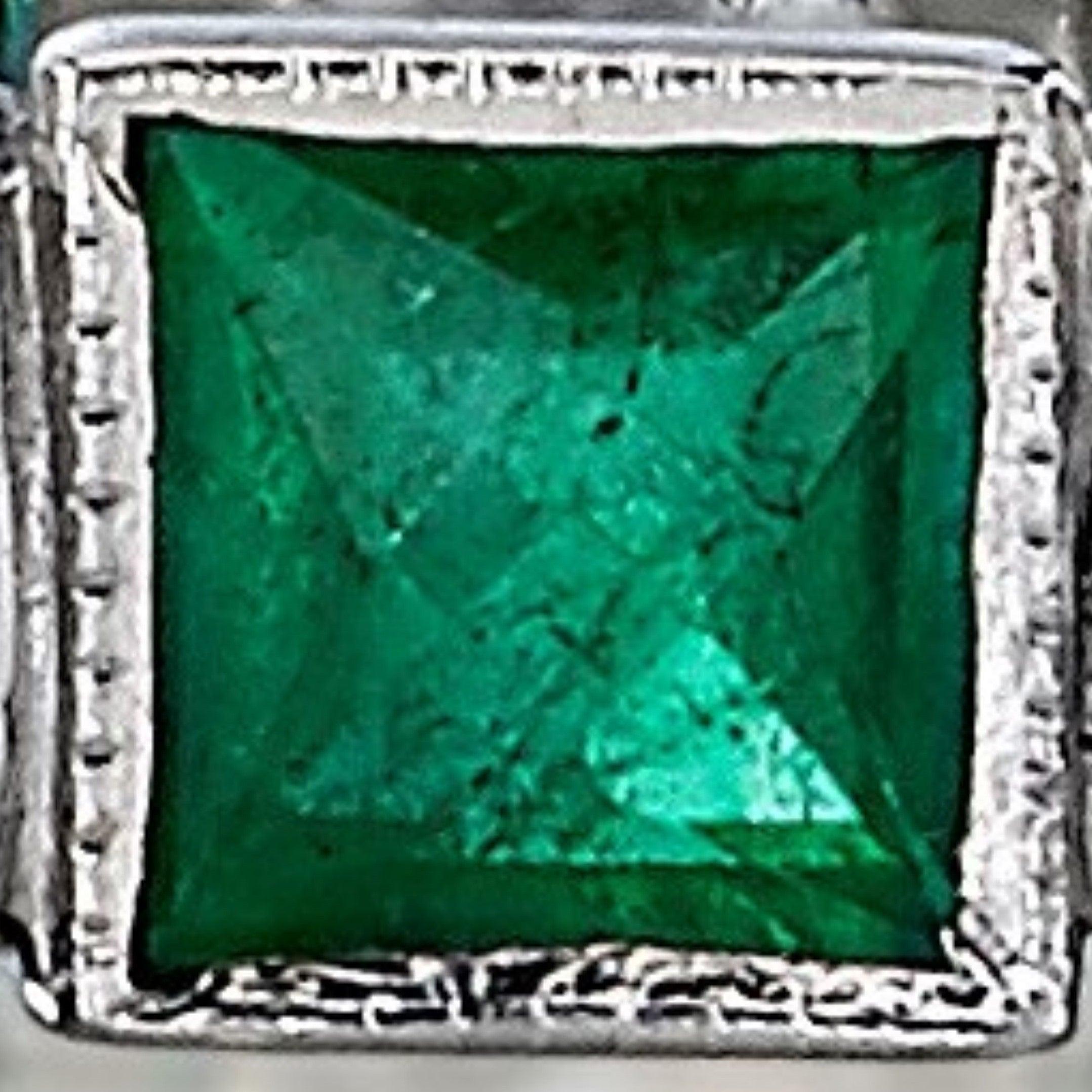 For Sale:  Handcrafted Brecken European Cut Diamond/Square Cut Emerald Band by Single Stone 4