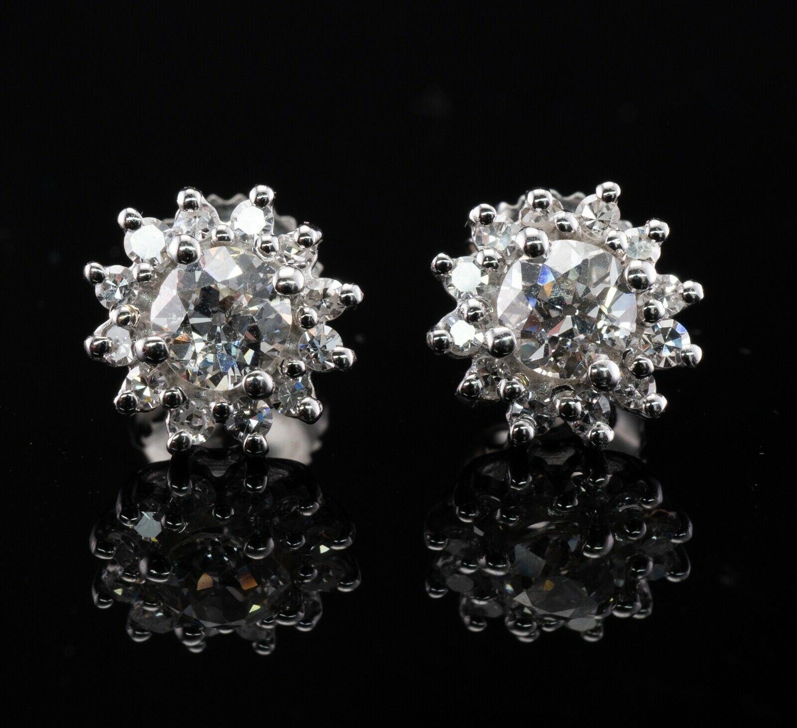 Old European Cut Diamanten Ohrringe 14K Weißgold Ohrstecker 1.72cttw im Angebot 4