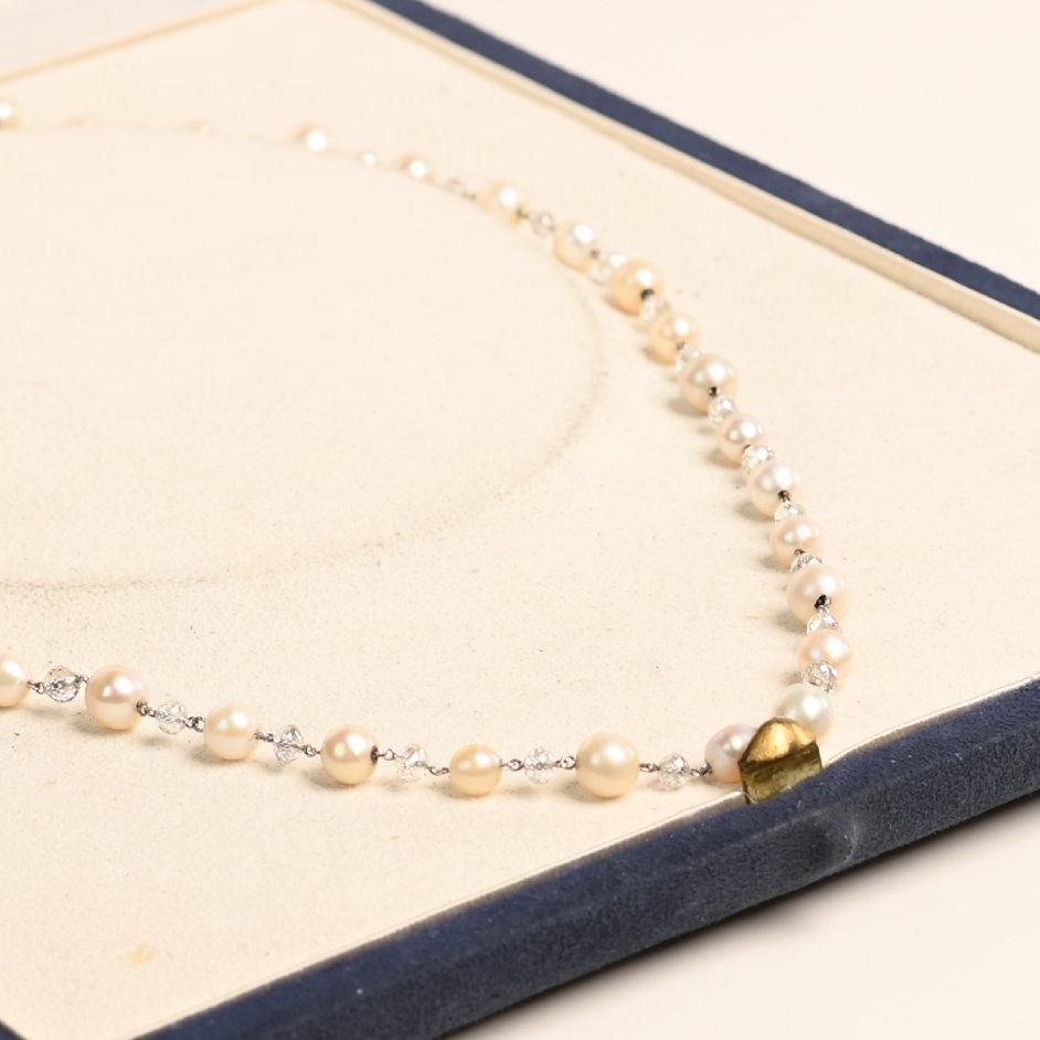 Art déco Collier de diamants taille européenne ancienne (environ 20,30 carats), platine en vente