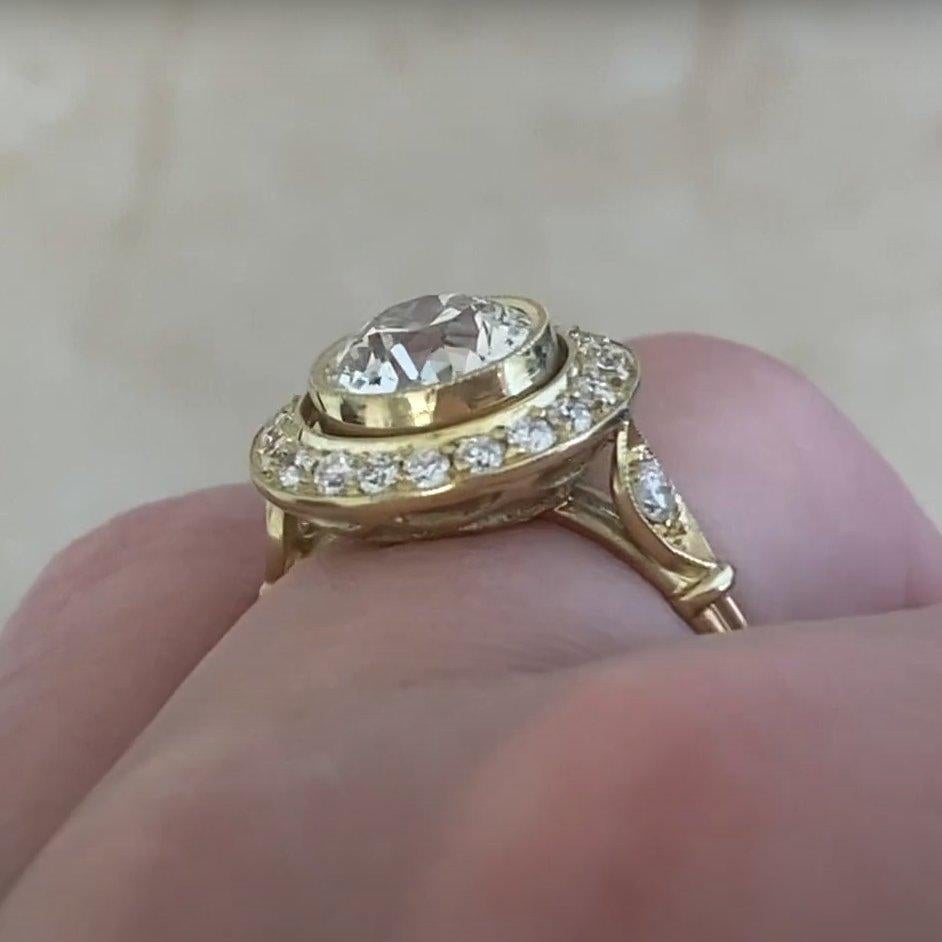 Bague de fiançailles grappe de taille européenne ancienne (environ 1,7 carat), or jaune 18 carats Excellent état - En vente à New York, NY