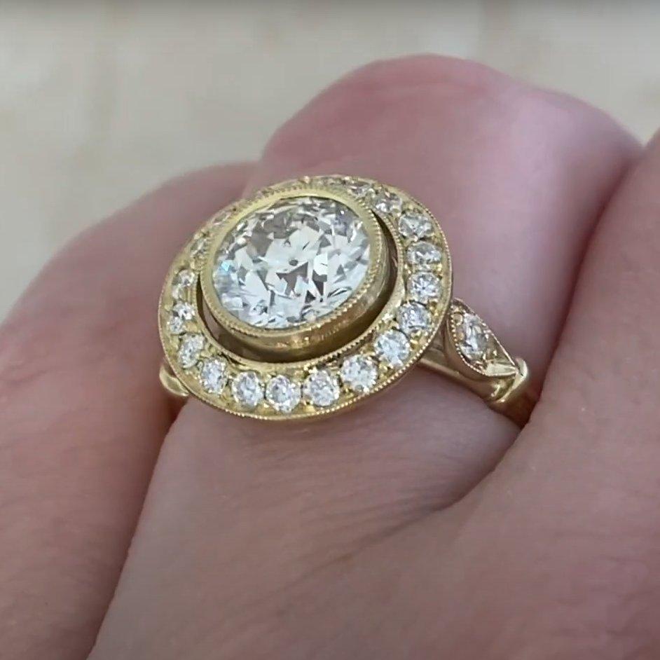 Bague de fiançailles grappe de taille européenne ancienne (environ 1,7 carat), or jaune 18 carats Pour femmes en vente