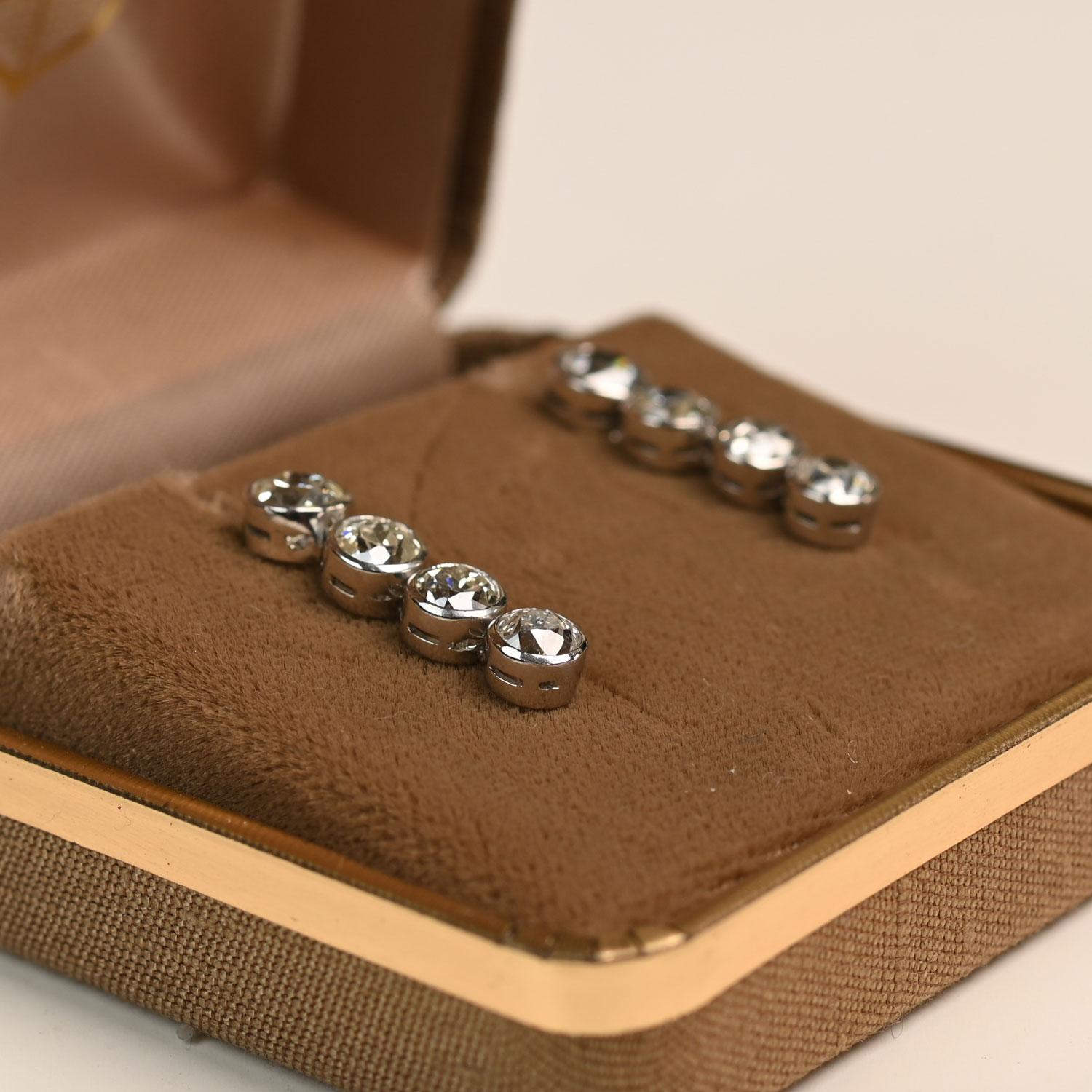 Art Deco Old European Cut Four  Diamonds Earrings (Approx 2.40-Carat) Platinum For Sale