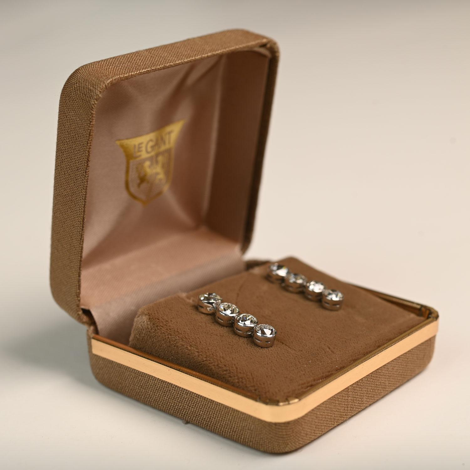 Old European Cut Four  Diamonds Earrings (Approx 2.40-Carat) Platinum In Excellent Condition For Sale In New York, NY