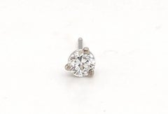 Old European Cut Single Diamond Stud Earring Mined D VVS .20ct Deco 1930's