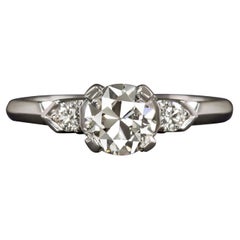 Old European Cut  Solitaire 18 Carats White Gold Ring