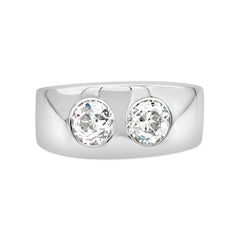 Antique 1.30 Carats Total Old European Cut Twin Diamond White Gold Wedding Band