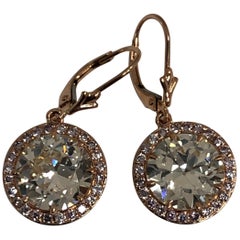 Old European Cut with Pink Diamond Halo Ear Drops