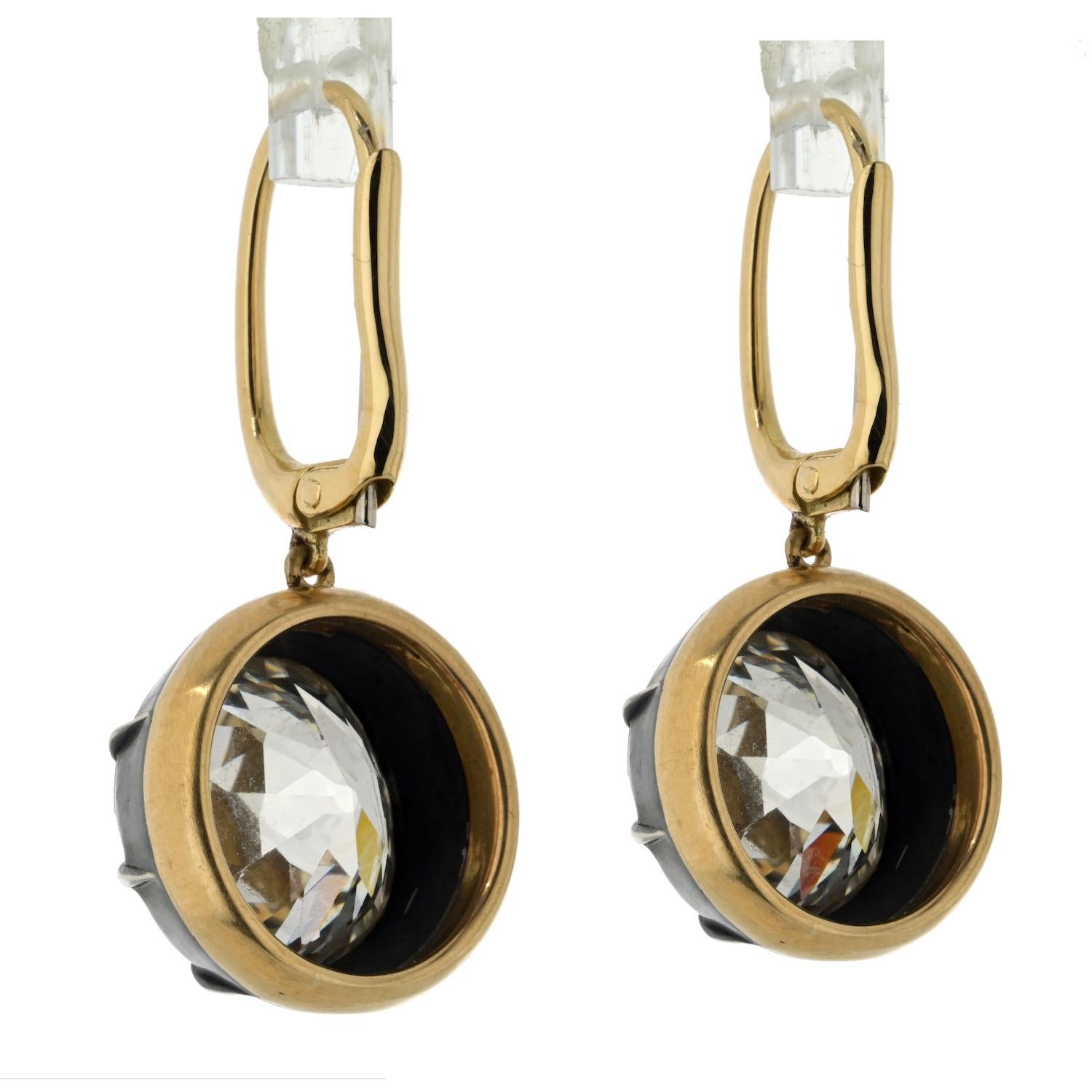 Modern Old European Diamond 5 Carat Each Dangle Drop Earrings For Sale