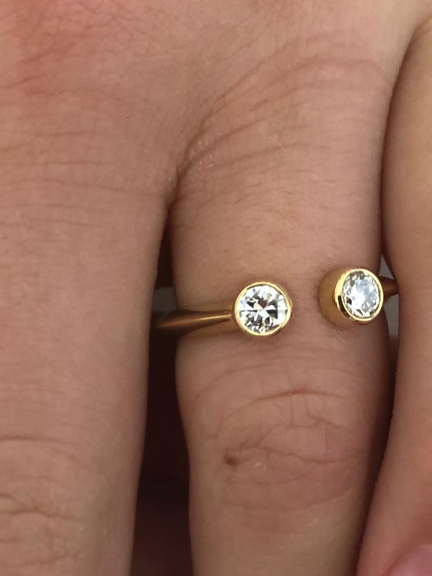 Round Cut Old European Diamond and 18 Karat Gold Engagement Ring