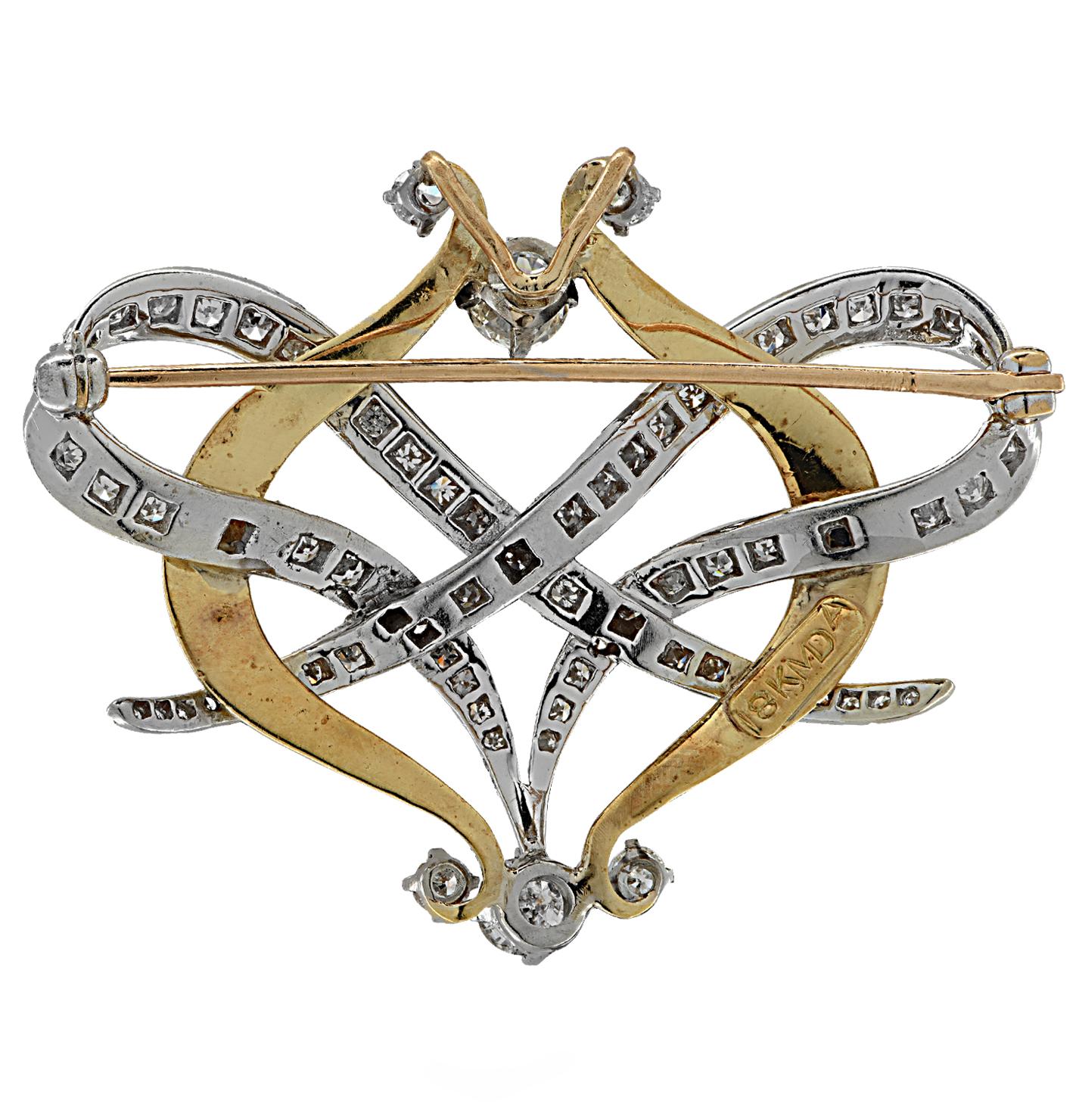 Art Deco Old European Diamond Brooch Pin and Pendant