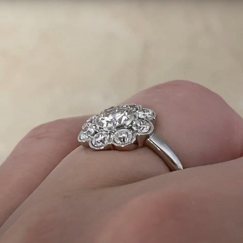 Bague grappe de diamants européens anciens (environ 0,60 carat), platine Pour femmes en vente