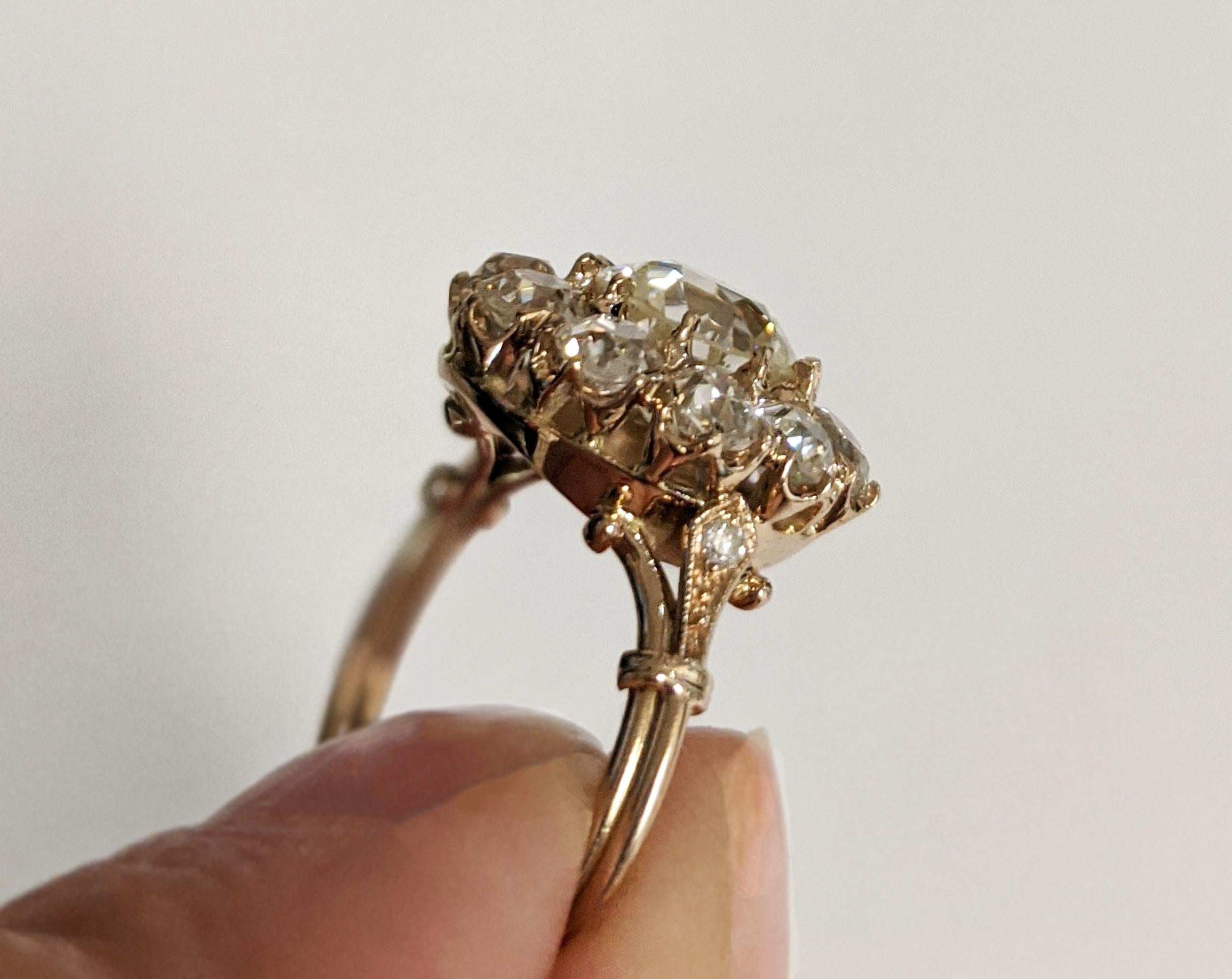 Old European Diamond Cluster Ring 3