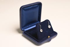 Old European Cut Diamond Bezel Set Hanging Earrings Platinum