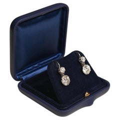 Orecchini Edwardiani con Diamante Vecchio Europeo (circa 4,40 Carati), Platino