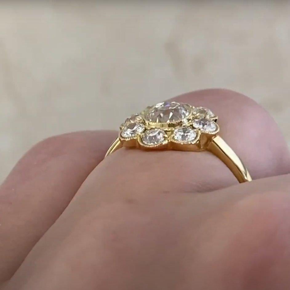 Bague de fiançailles grappe de diamants européens anciens (environ 0,60 carat), platine Excellent état - En vente à New York, NY