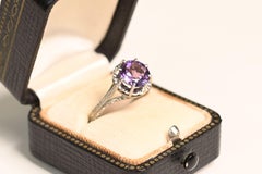 1.50 Carat Engagement Ring. Old European Diamond Ruby Halo Ring Platinum K VS1