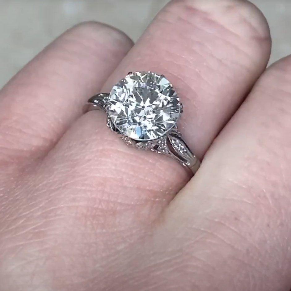 De las mujeres Anillo de compromiso de diamantes europeos antiguos (aprox. 2,80 quilates), platino en venta