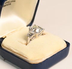 4 Carat Diamond Ring. GIA Old European Cut Diamond Platinum Engagement Ring KVS1