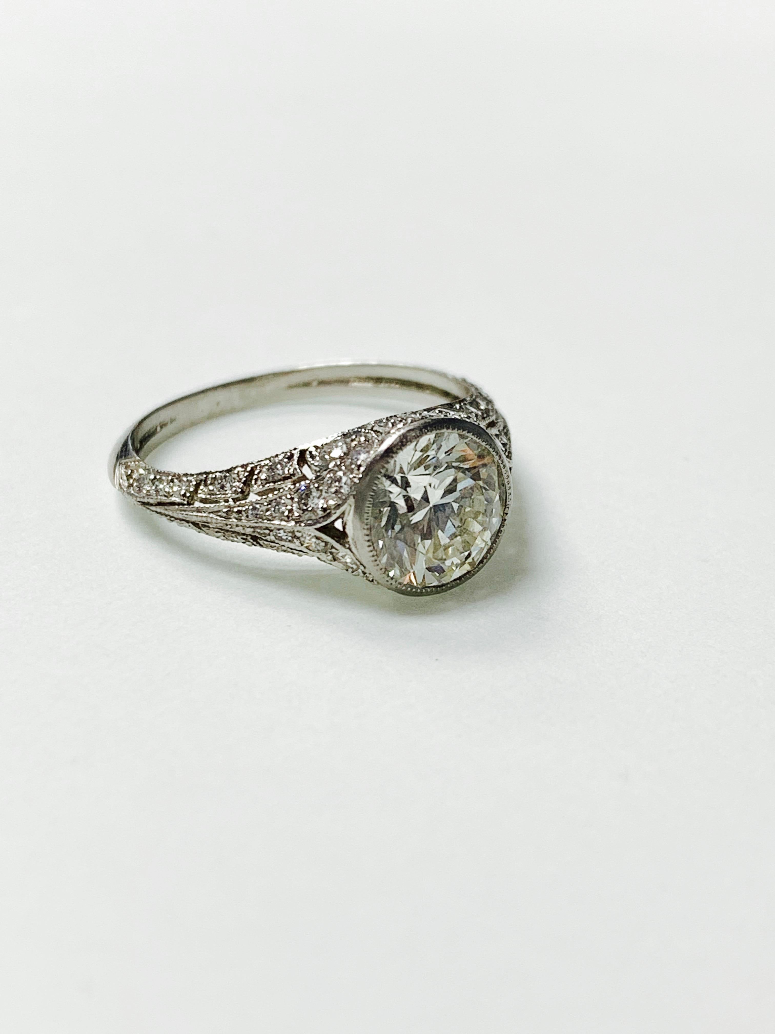 Women's Old European Diamond Engagement Ring in Platinum For Sale