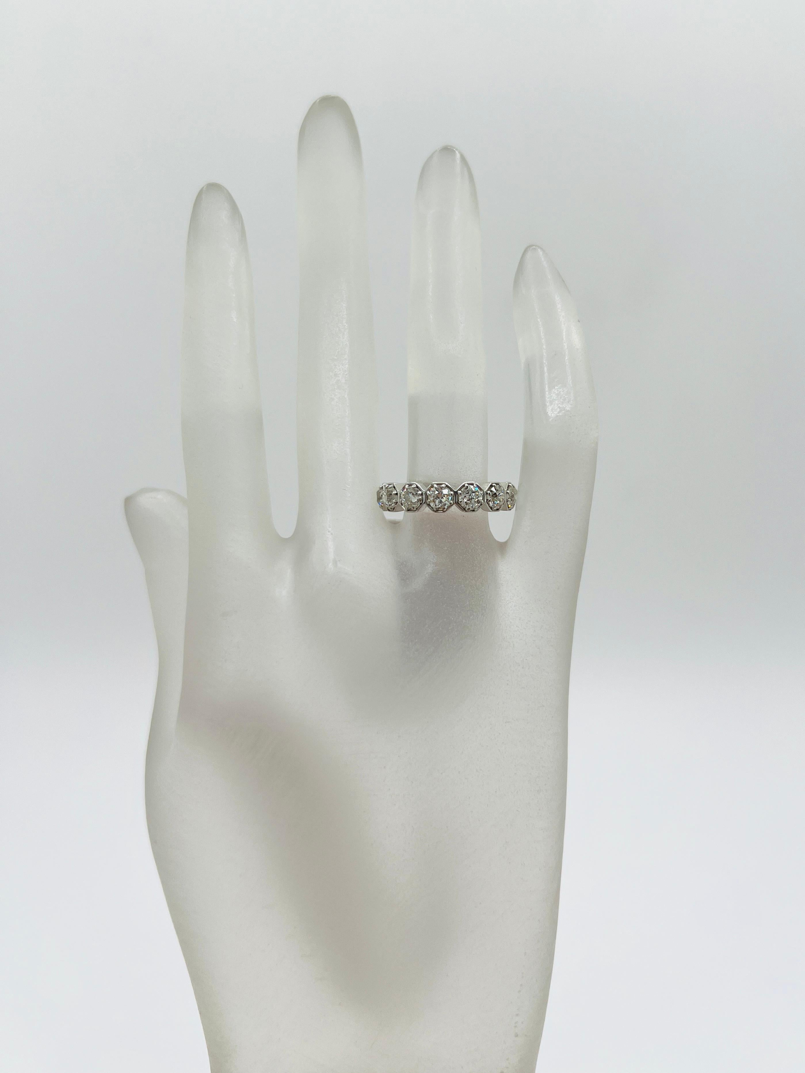 Beautiful 3.80 ct. old European diamonds.  Handmade in platinum.  Ring size 6.5.
