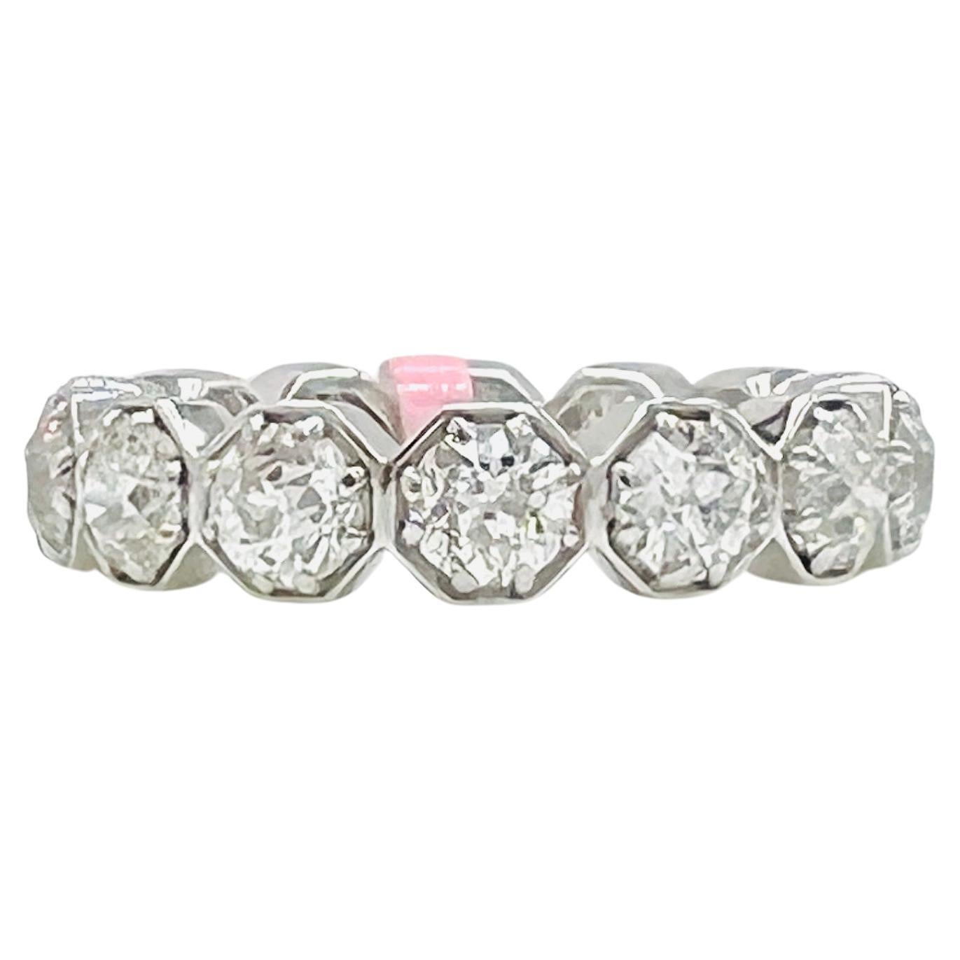 Old European Diamond Eternity Band Ring in Platinum