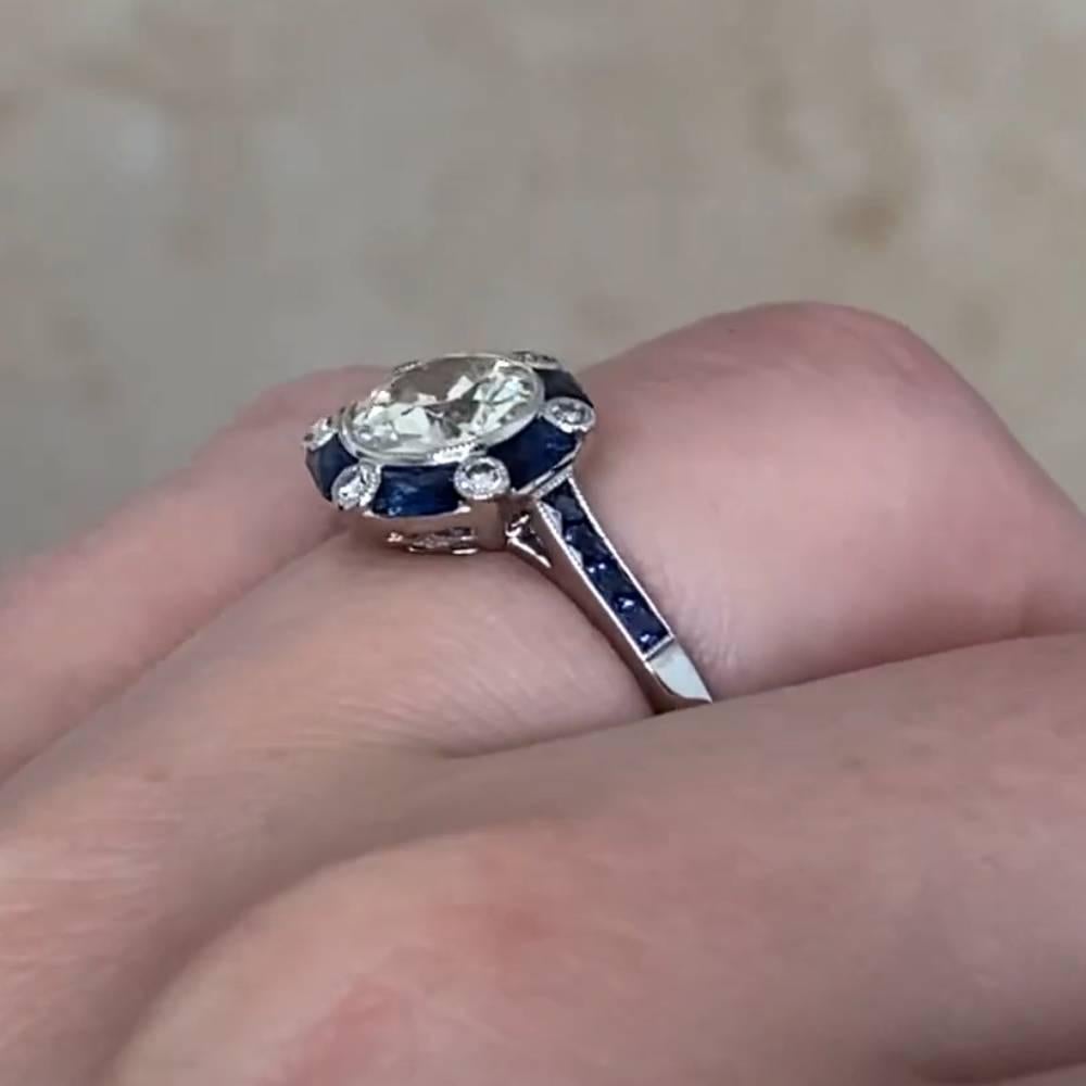 Old European Cut Old European Diamond Halo Engagement Ring (Approx. 1.00-Carats), Platinum For Sale