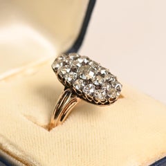 Victorian Engagement Ring. 2.20TCW Old Euro Diamond Silver 18K Yellow Gold JSI2
