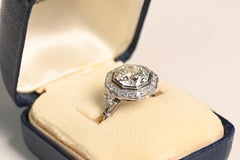 Antique Platinum Engagement Ring. GIA 2.20ct Old Euro Diamond Halo Ring J VS2